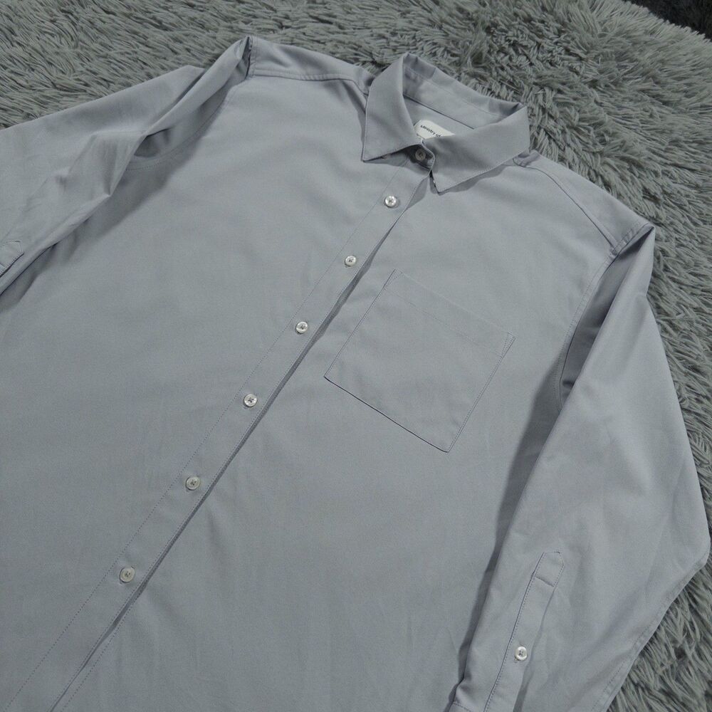 Ministry Of Supply Shirt Small Gray Button Down Pocket Dress Solid Casual Mens